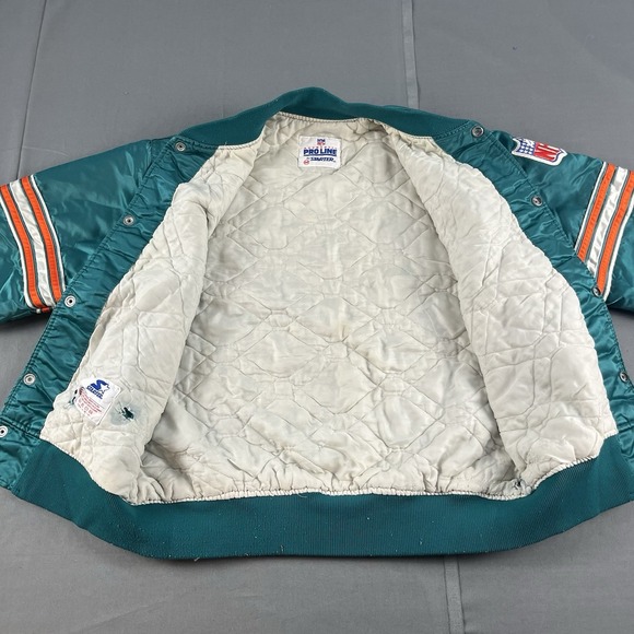 Vintage 90's Starter Pro Line Miami Dolphins Satin Football Jacket Size Medium - Picture 5 of 11